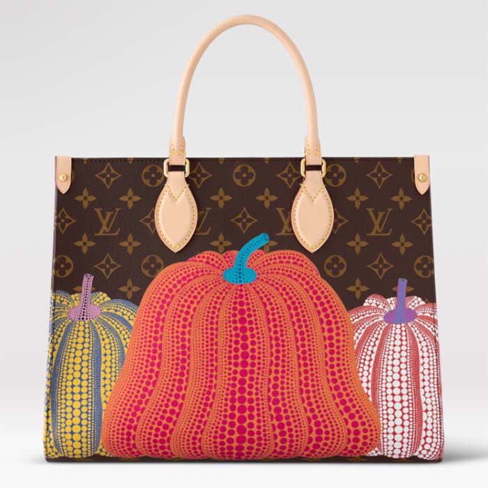 Louis Vuitton Unisex LVxYK OnTheGo MM Monogram Coated Canvas Pumpkin Print Tote