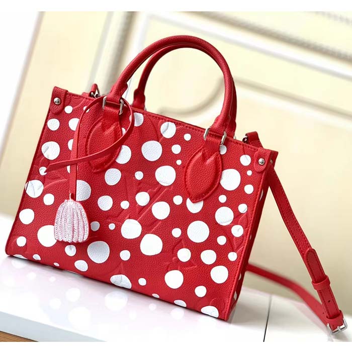 Louis Vuitton Unisex LVxYK OnTheGo PM Red White Embossed Grained Monogram Empreinte Cowhide Tote