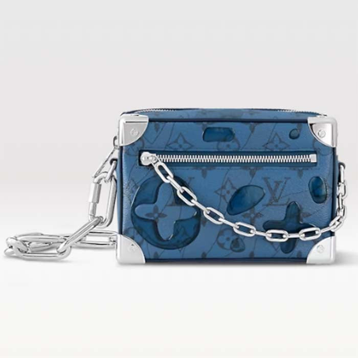 Louis Vuitton Unisex Mini Soft Trunk Abyss Blue Monogram Aquagarden Coated Canvas Handbag