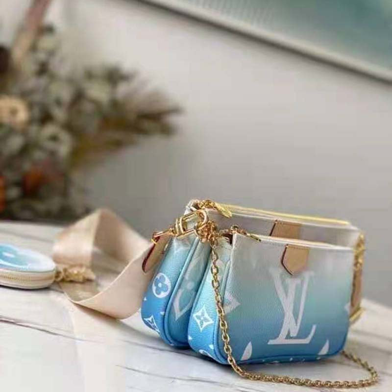 Louis Vuitton Unisex Multi Pochette Accessoires Blue Monogram Giant Coated Canvas Clutch