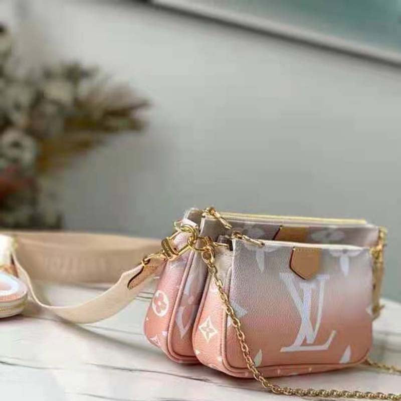 Louis Vuitton Unisex Multi Pochette Accessoires Pink Brume Gray Monogram Giant Coated Canvas Clutch