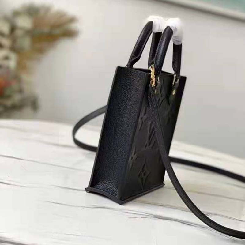 Louis Vuitton Unisex Petit Sac Plat Black Monogram Empreinte Embossed Supple Grained Cowhide Handbag
