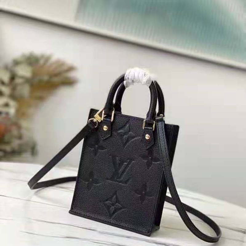 Louis Vuitton Unisex Petit Sac Plat Black Monogram Empreinte Embossed Supple Grained Cowhide Handbag