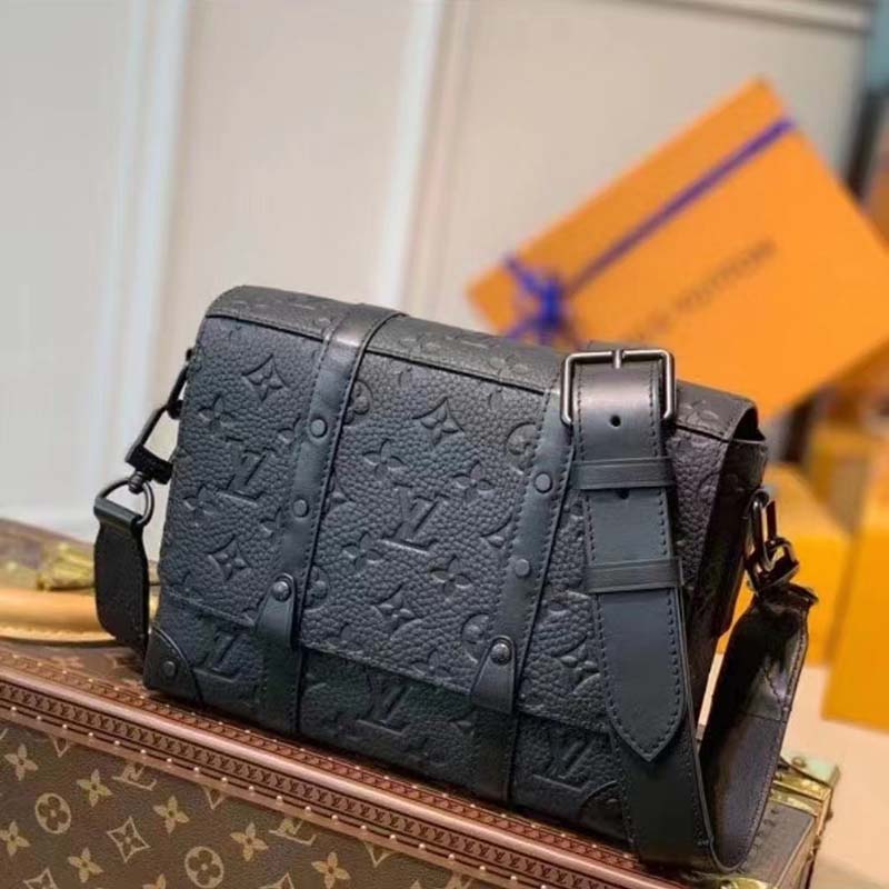 Louis Vuitton Unisex Trunk Messenger Taurillon Monogram Textile Cowhide Leather Handbag
