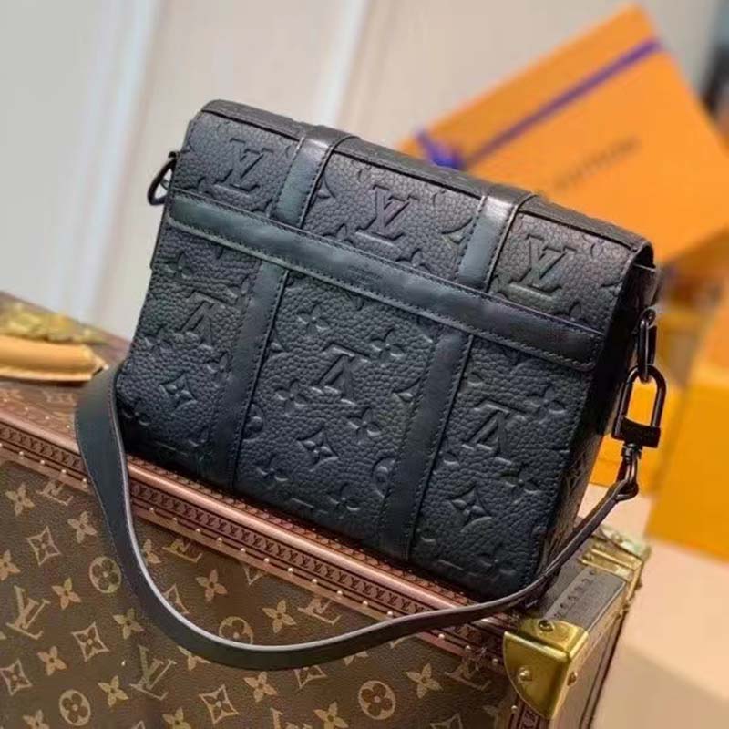 Louis Vuitton Unisex Trunk Messenger Taurillon Monogram Textile Cowhide Leather Handbag