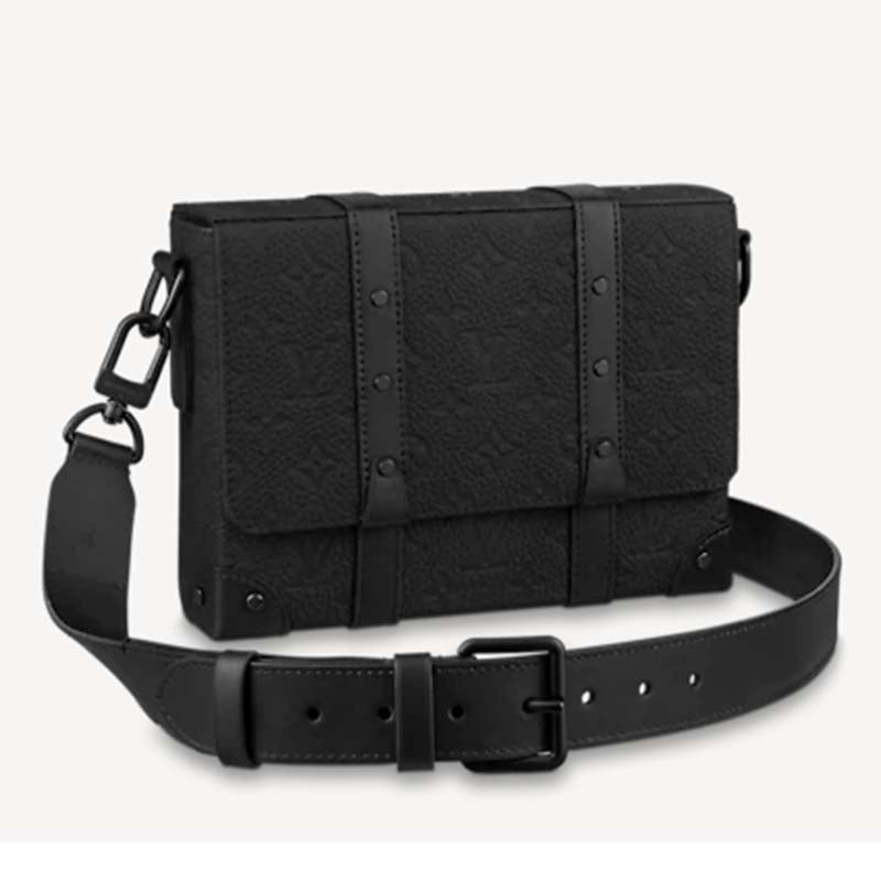 Louis Vuitton Unisex Trunk Messenger Taurillon Monogram Textile Cowhide Leather Handbag