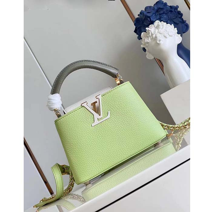 Louis Vuitton Women Capucines Mini Green Taurillon Cowhide Leather Gold-Color Hardware Handbag