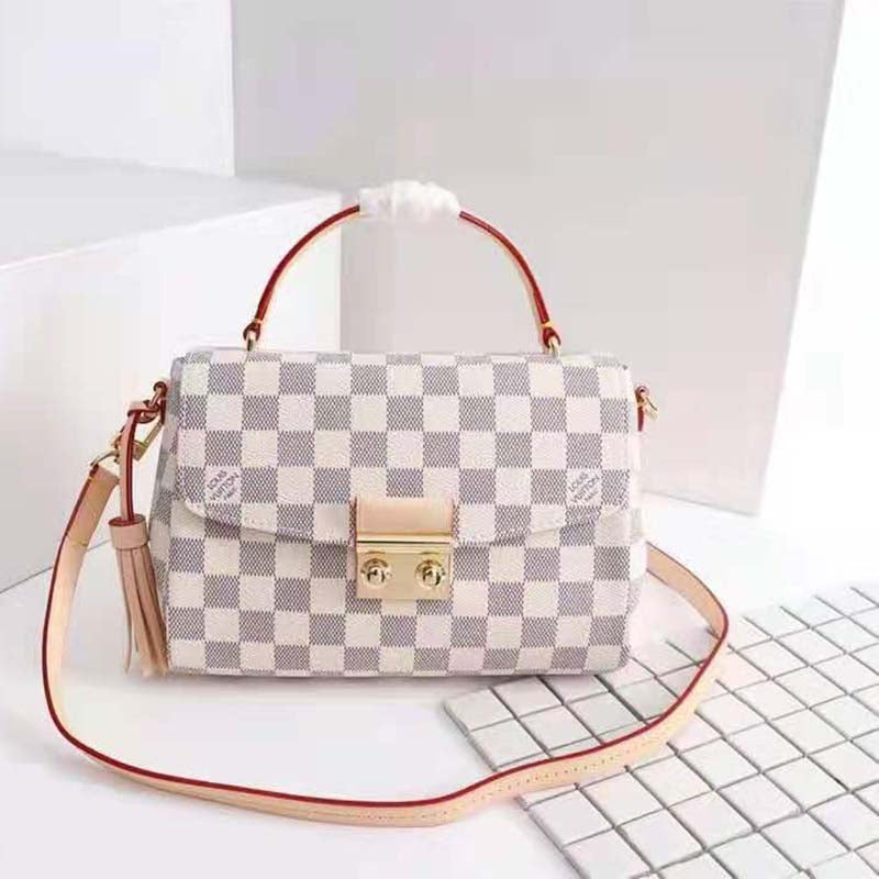 Louis Vuitton Women Croisette Damier Azur Coated Canvas Smooth Cowhide Leather Handbag