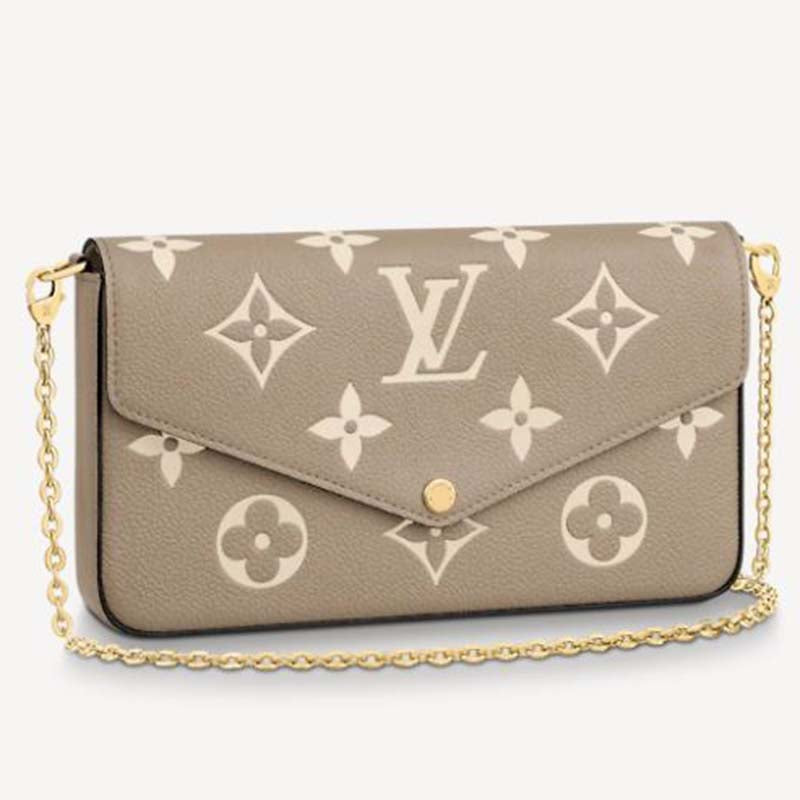 Louis Vuitton Women Félicie Pochette Grey Monogram Empreinte Embossed Supple Grained Cowhide Clutch