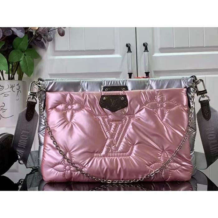 Louis Vuitton Women LV Maxi Multi-Pochette Accessoires Silver Pale Pink Recycled Nylon Econyl Clutch