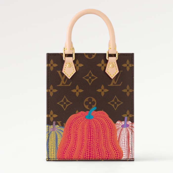 Louis Vuitton Women LV x YK Petit Sac Plat Monogram Coated Canvas Pumpkin Print Handbag