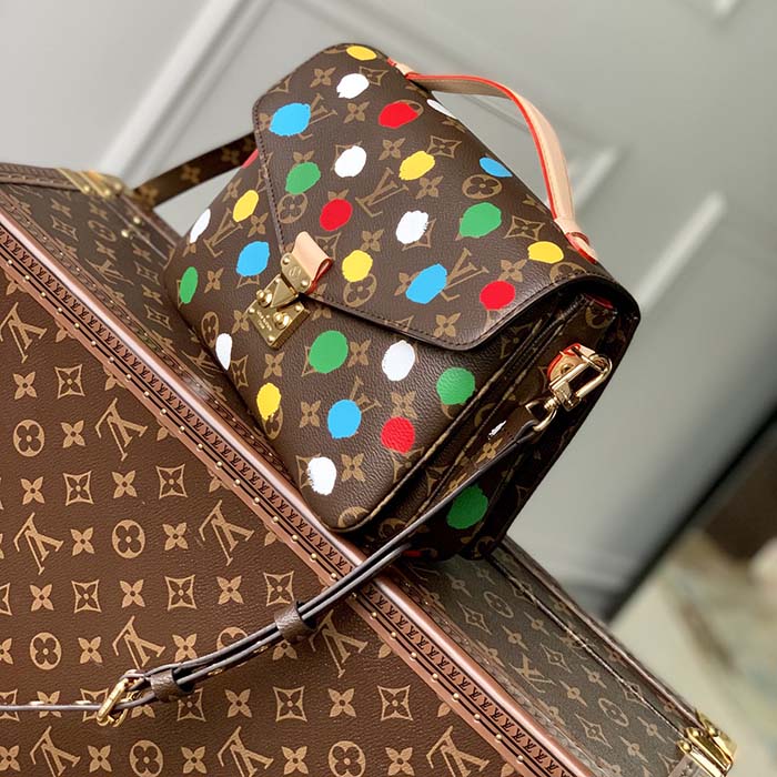 Louis Vuitton Women LV x YK Pochette Métis Monogram Coated Canvas 3D Painted Dots Clutch