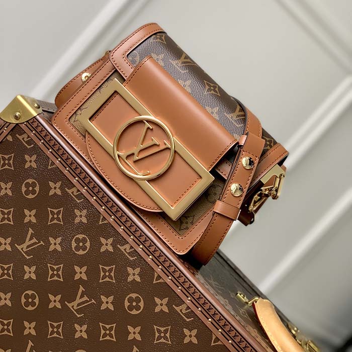 Louis Vuitton Women Mini Dauphine Lock XL Monogram Coated Canvas Cowhide Leather Handbag