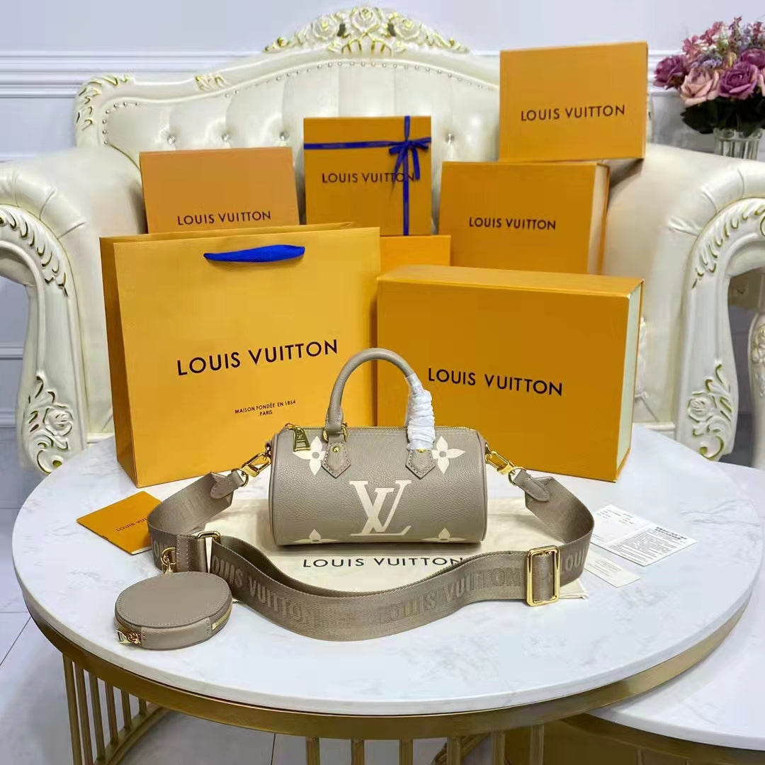 Louis Vuitton Women Papillon BB Dove Cream Embossed Supple Grained Cowhide Leather Handbag