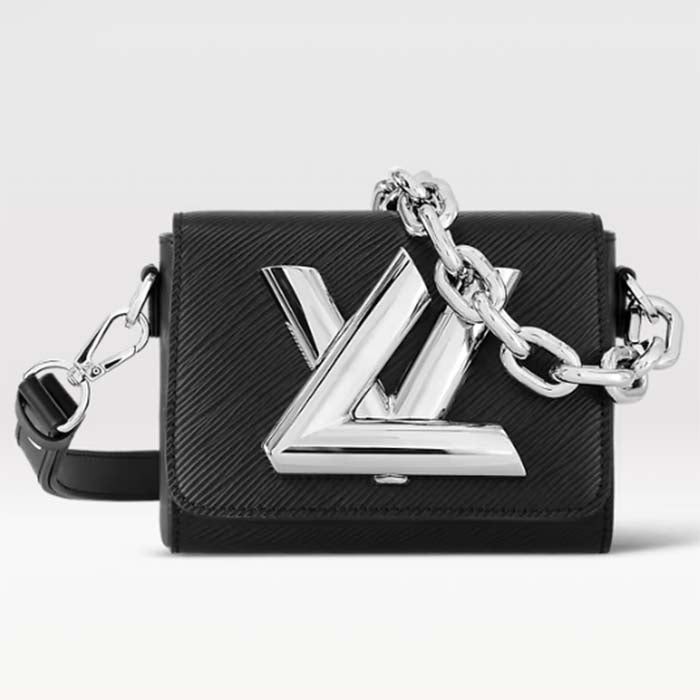 Louis Vuitton Women Twist Lock XL Black Epi Cowhide Leather Microfiber Lining Handbag
