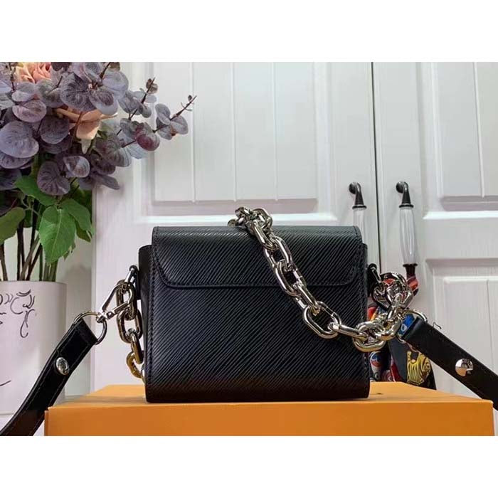 Louis Vuitton Women Twist Lock XL Black Epi Cowhide Leather Microfiber Lining Handbag