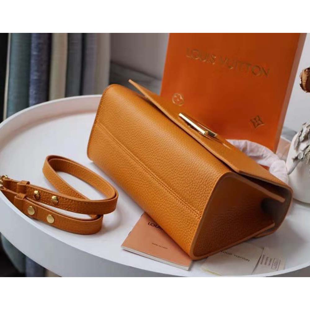 Louis Vuitton Women Twist One Handle PM Handbag in Taurillon Leather-Brown
