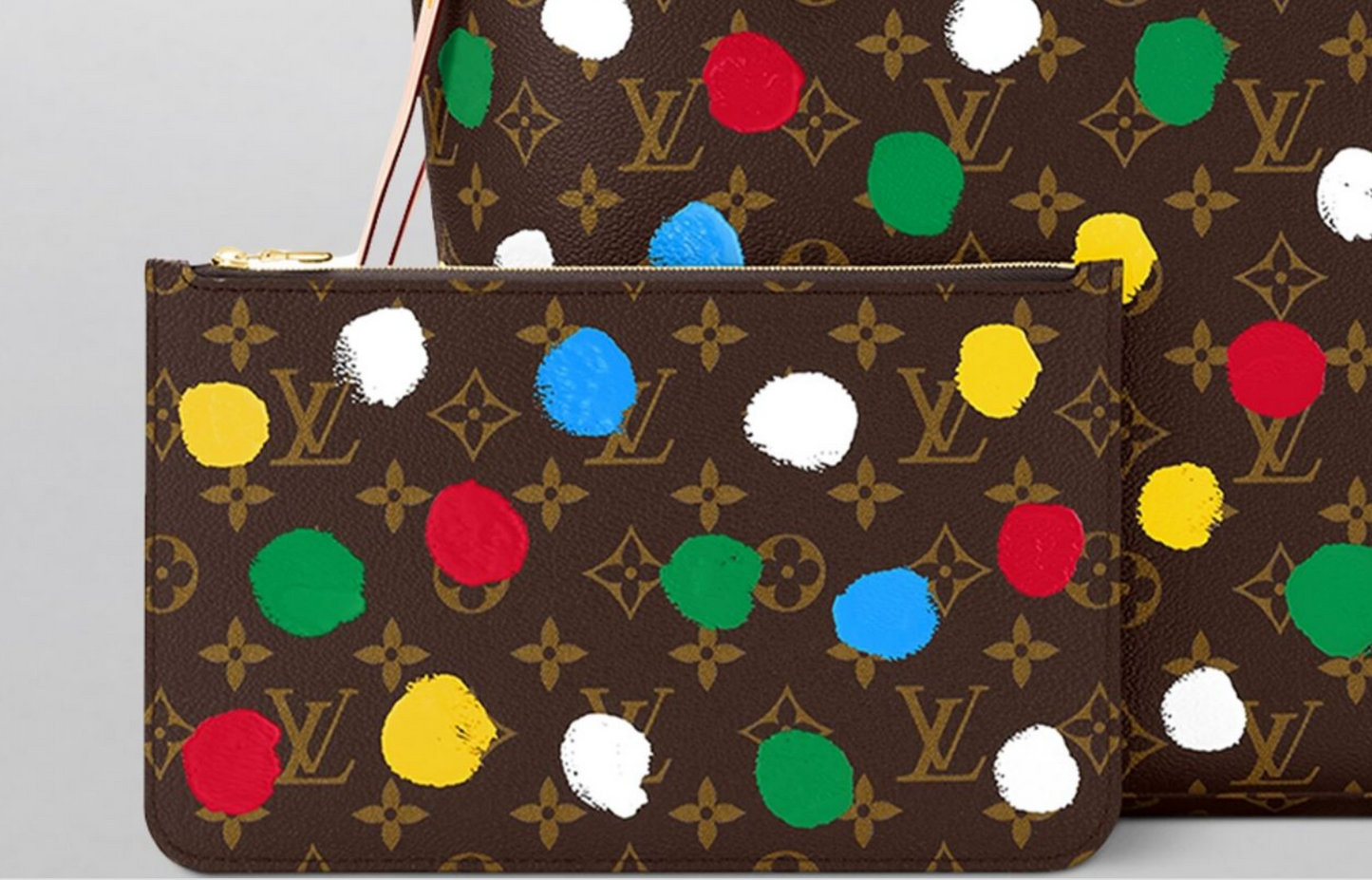 LOUIS VUITTON X YAYOI KMA NEVERFULL POCHETTE WRISTLET Tote