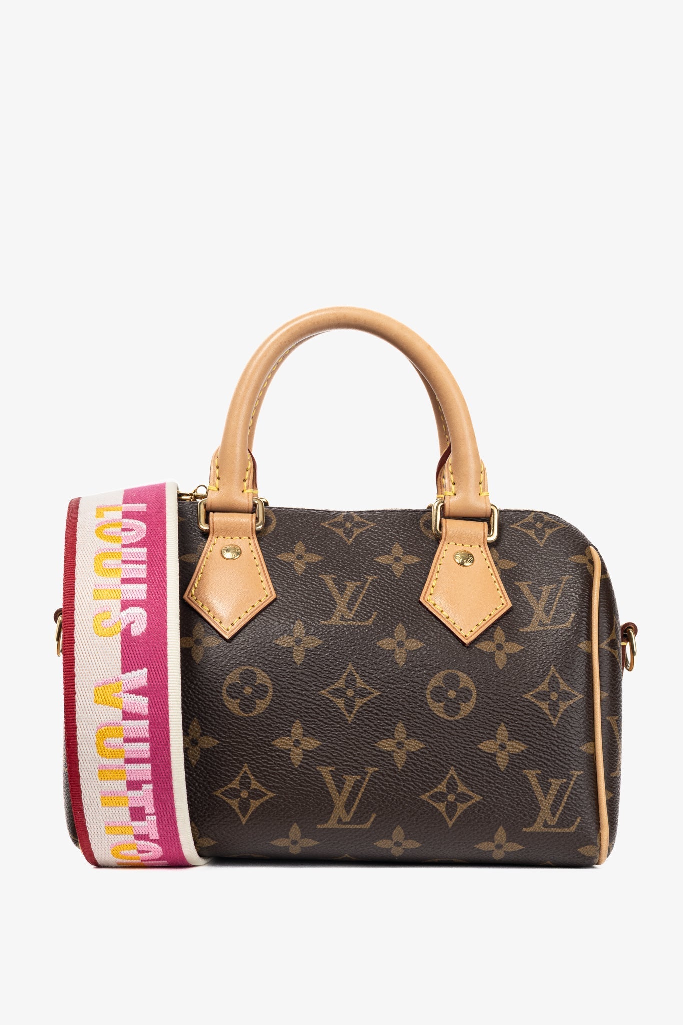 Louis Vuitton Bandouliere 20 Monogram Canvas Handbag with Fuchsia Strap