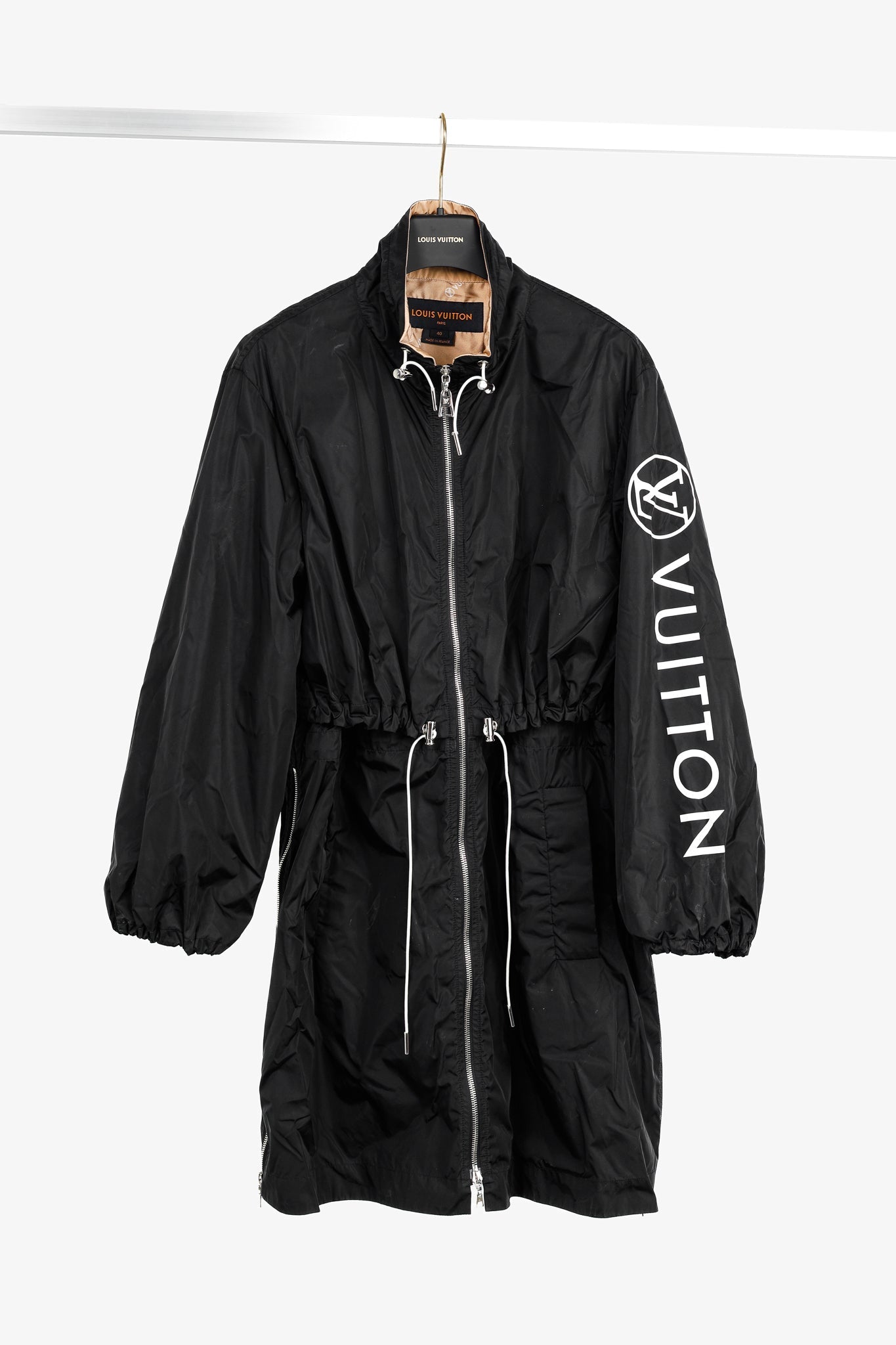 Louis Vuitton Noir Nylon Logo-Print Sporty Long Parka