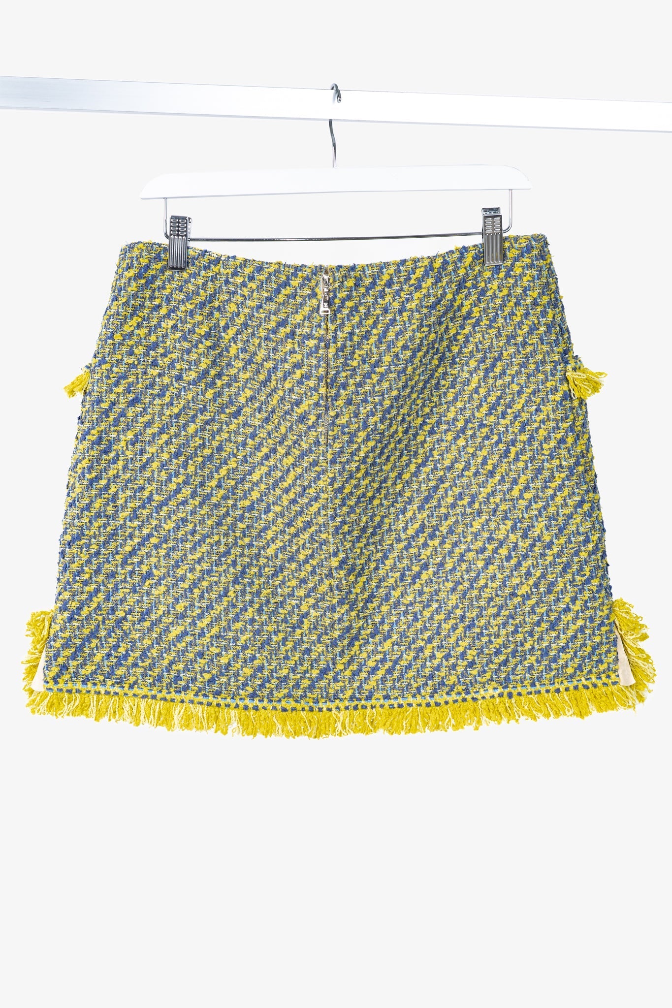 Louis Vuitton Resort 2014 Yellow & Blue Cotton-Tweed Mini Skirt
