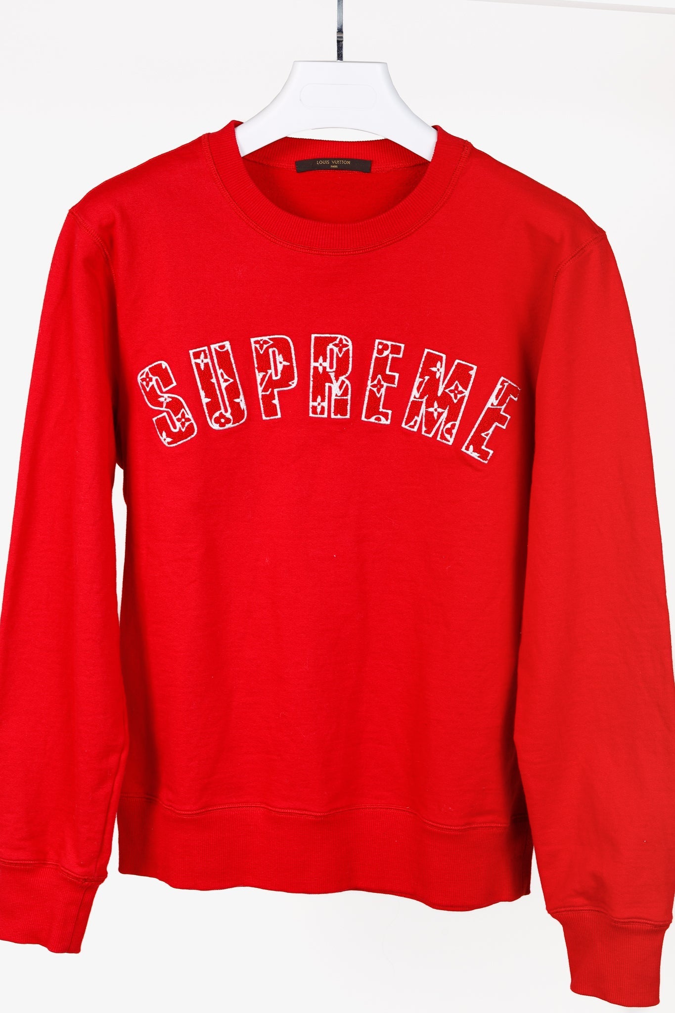 Louis Vuitton x Supreme Red Arc Logo Crewneck Sweatshirt