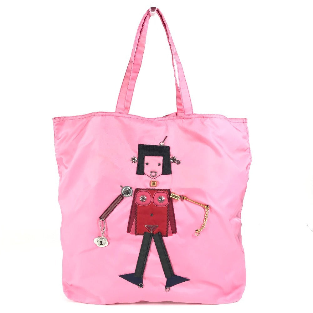 PRADA Shoulder Bag Nylon pink Robot Shopping Bag
