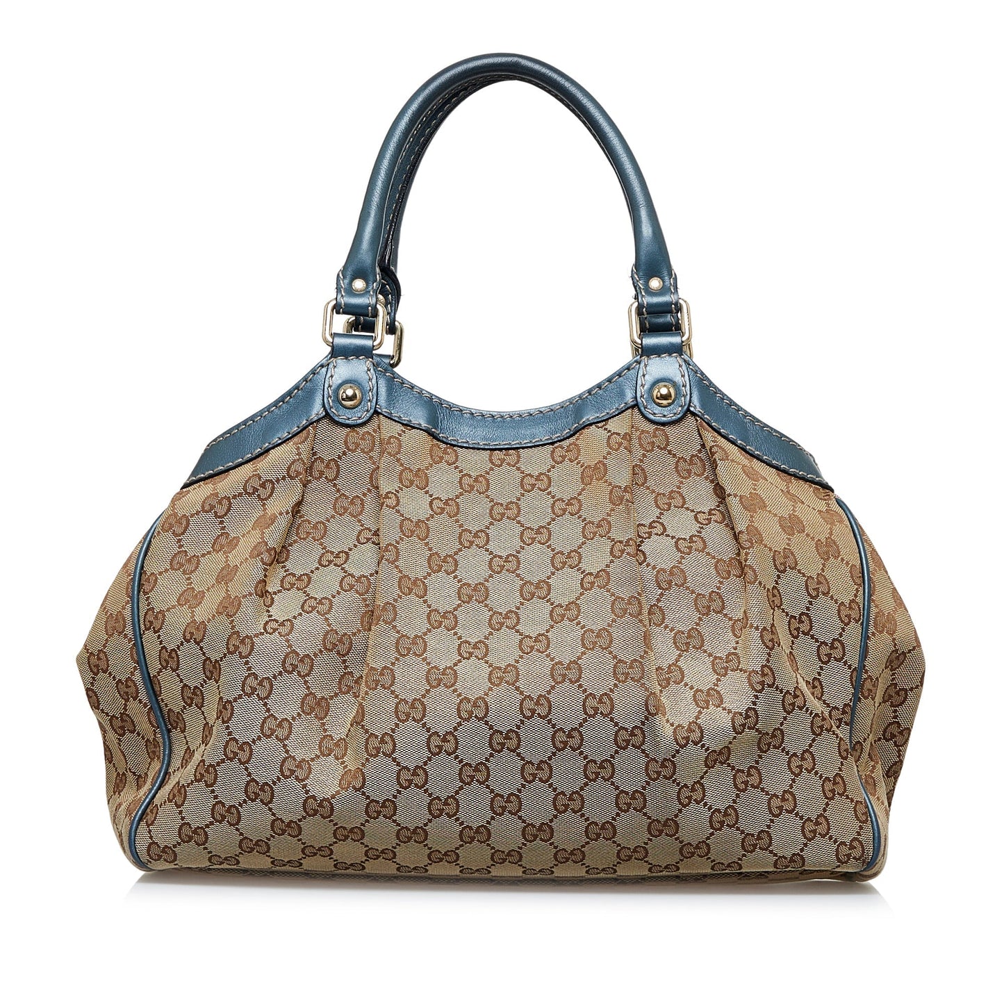 Gucci Sukey Brown Leather Canvas Tote Style 5
