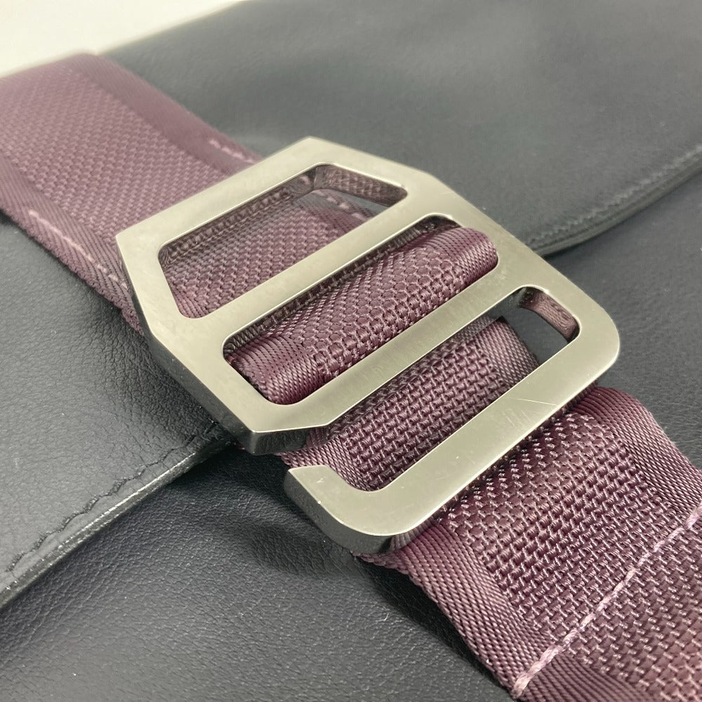 HERMES Clutch bag leather Navy City slide mens