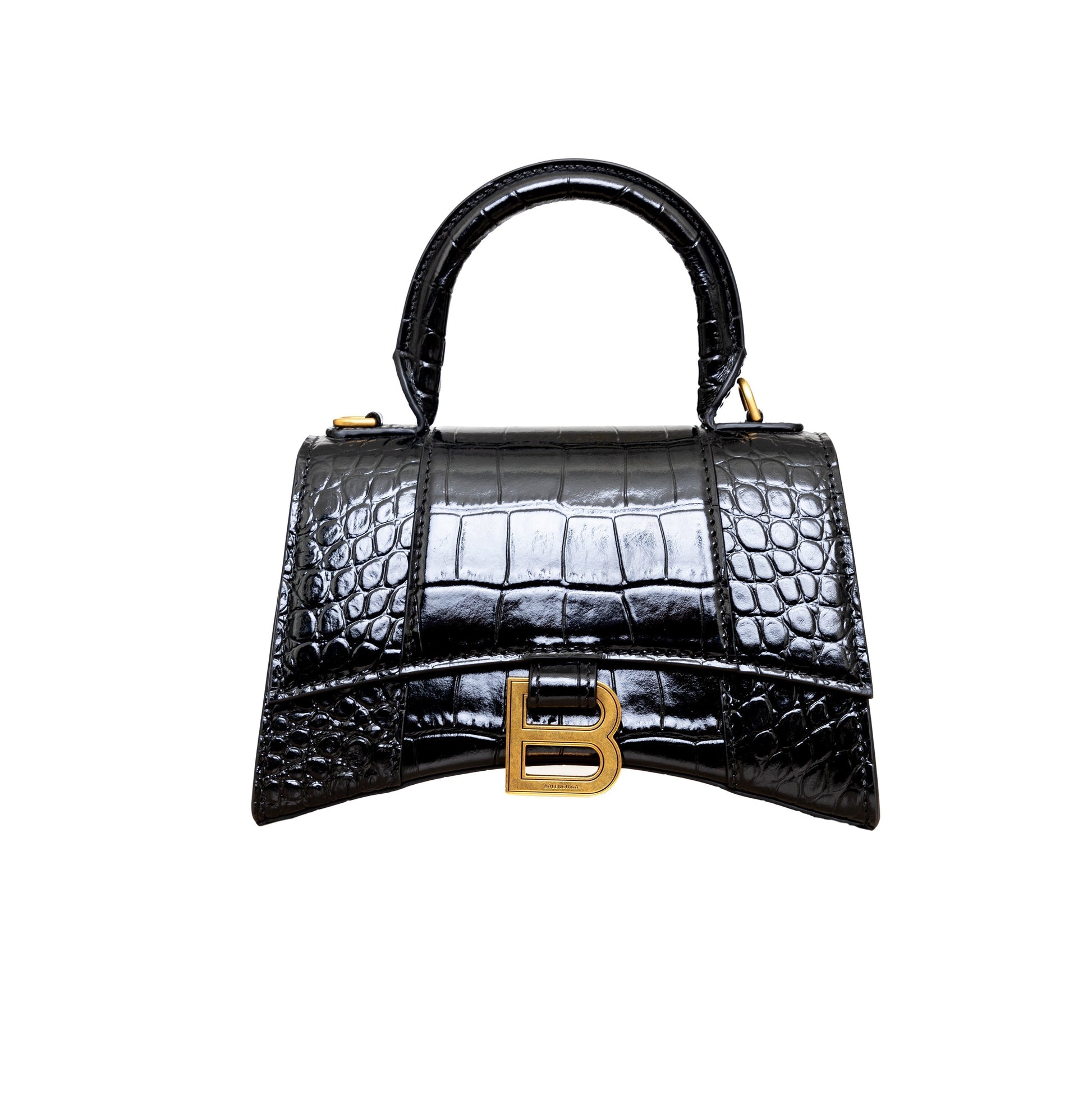 Balenciaga Balenciaga Crocodile Embossed Hourglass XS Bag