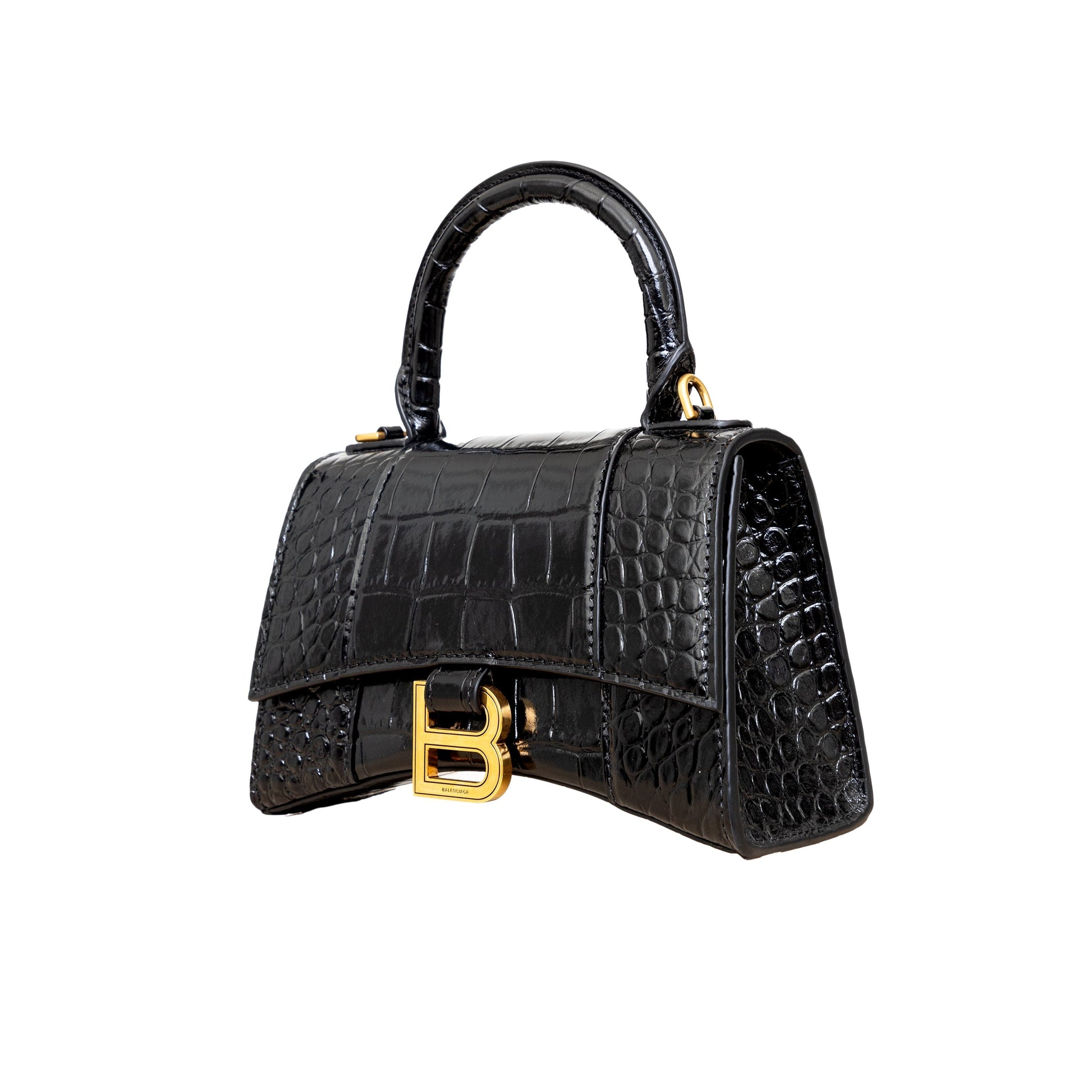 Balenciaga Balenciaga Crocodile Embossed Hourglass XS Bag