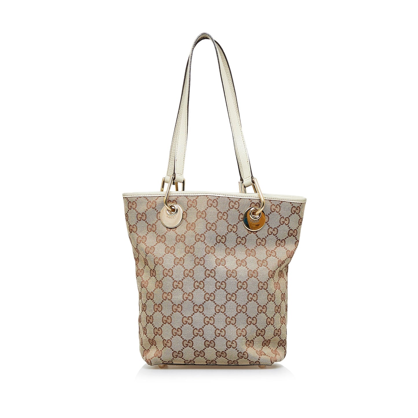 Gucci Brown Leather Canvas Tote Style 34