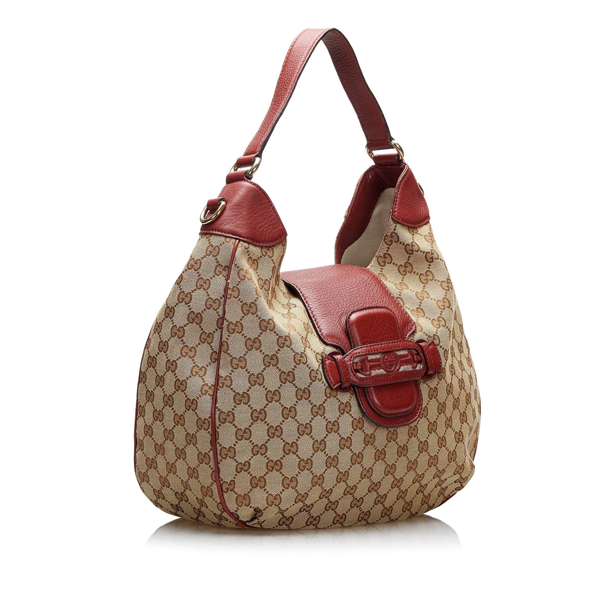 Gucci Brown Leather Canvas Shoulder Bag Style 2