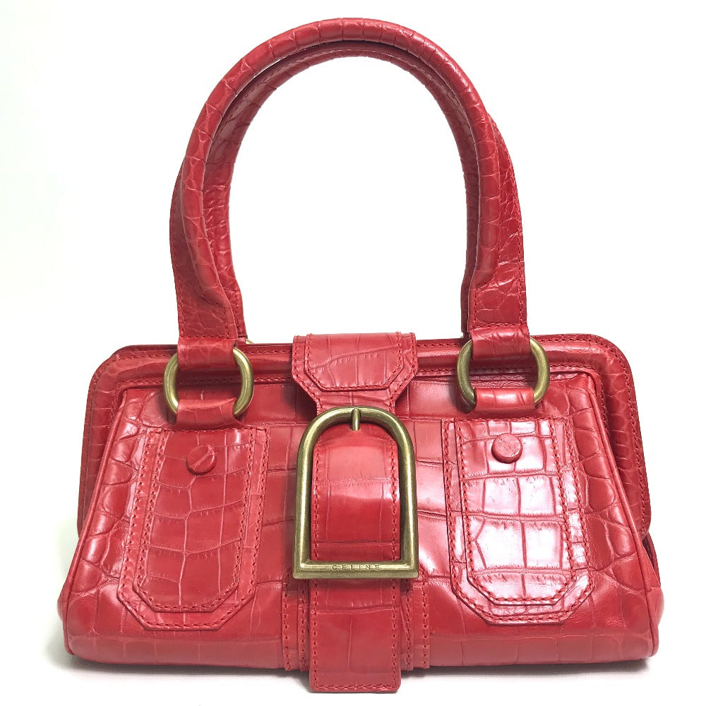 CELINE Handbag leather Red belt Embossing Women