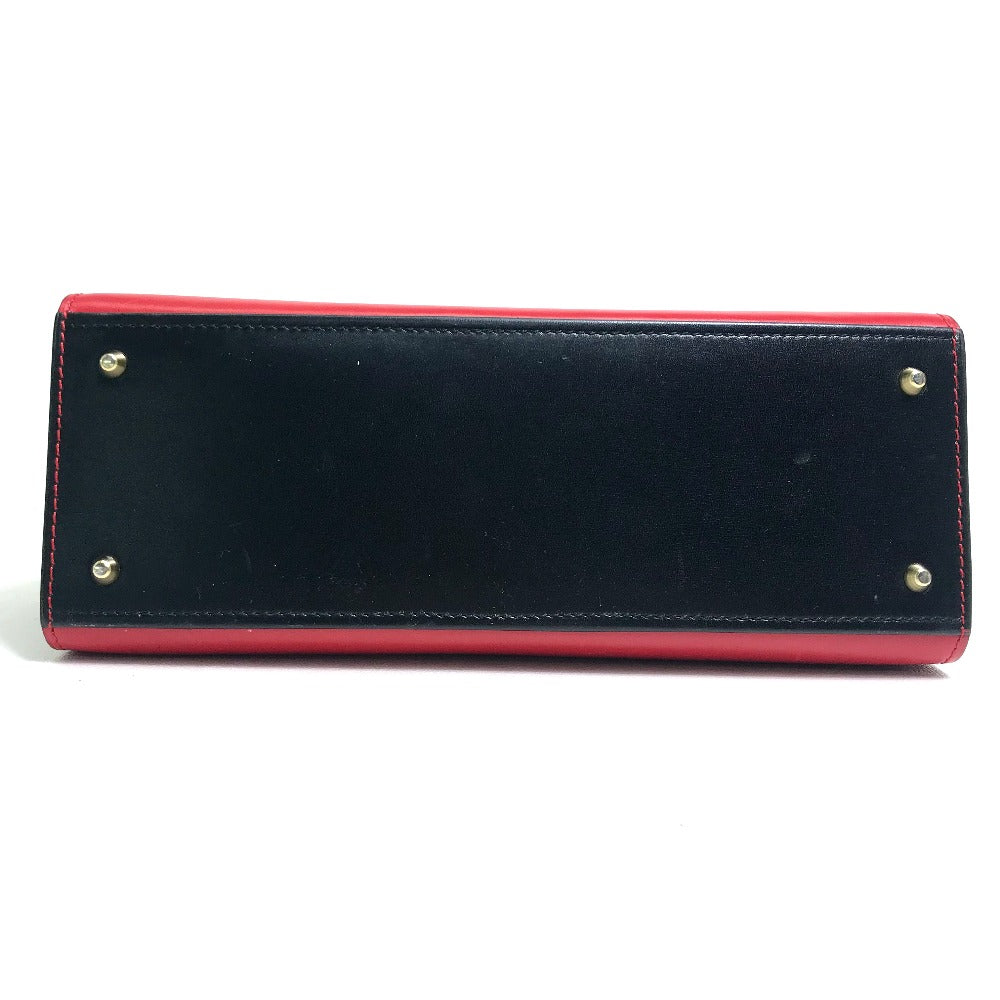 CELINE Shoulder Bag one belt Bicolor LogoMetal leather Red / black Women