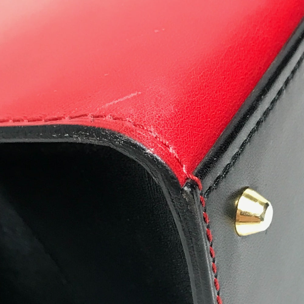 CELINE Shoulder Bag one belt Bicolor LogoMetal leather Red / black Women