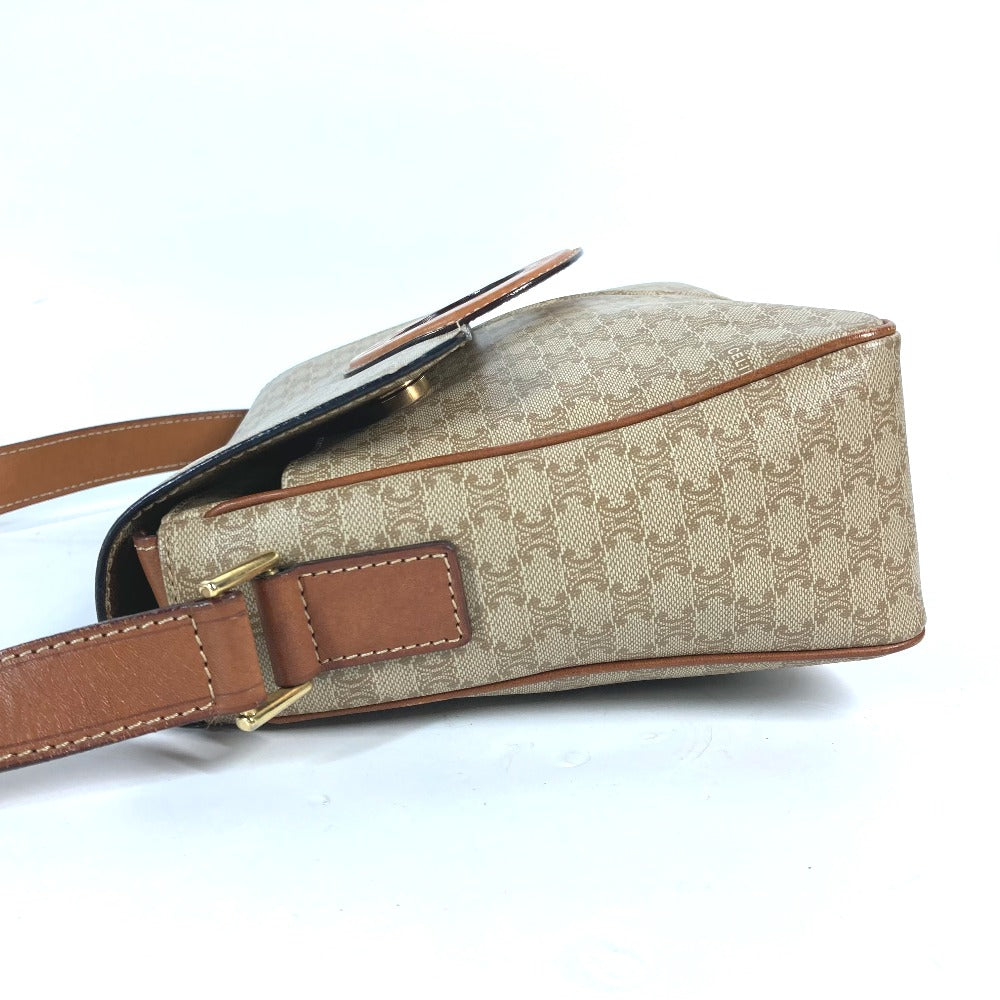 CELINE Shoulder Bag Leather / PVC beige Circle logo Triomphe Women