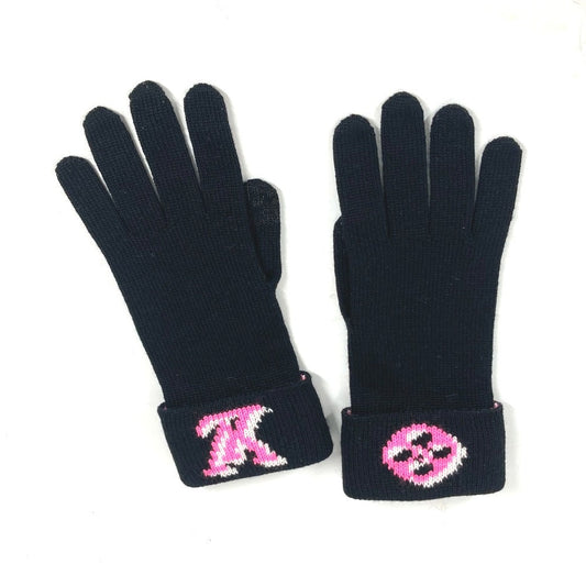 LOUIS VUITTON gloves M76451 wool black logo Gon 3D Monogram Gloves
