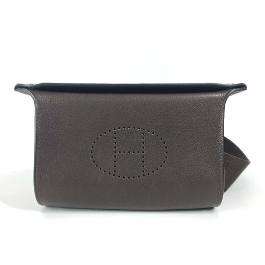 HERMES Shoulder Bag Togo Dark brown H logo punching Vidoposch unisex(Unisex)