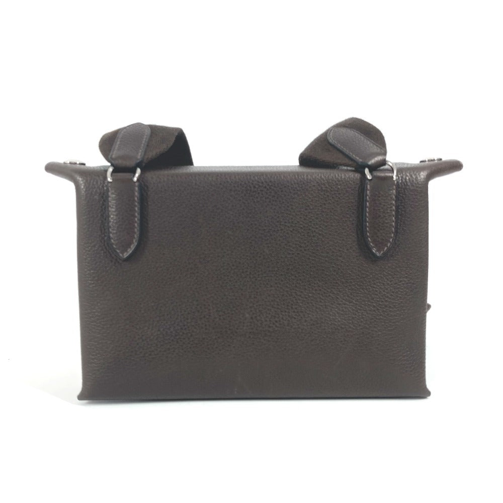 HERMES Shoulder Bag Togo Dark brown H logo punching Vidoposch unisex(Unisex)
