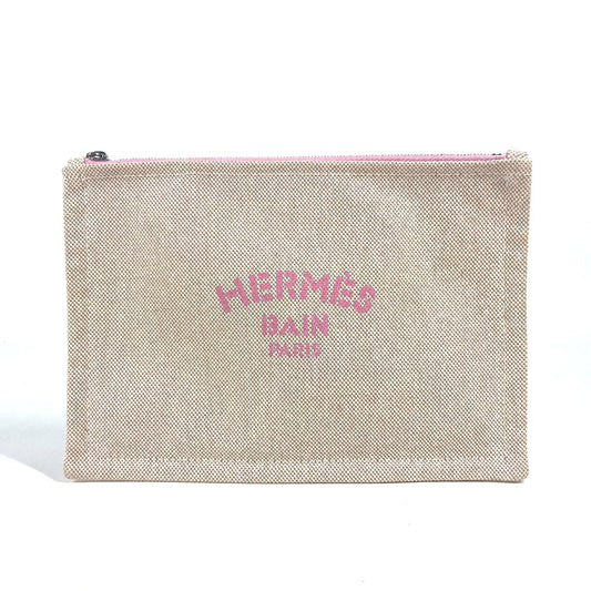 HERMES Pouch canvas pink logo Sailing