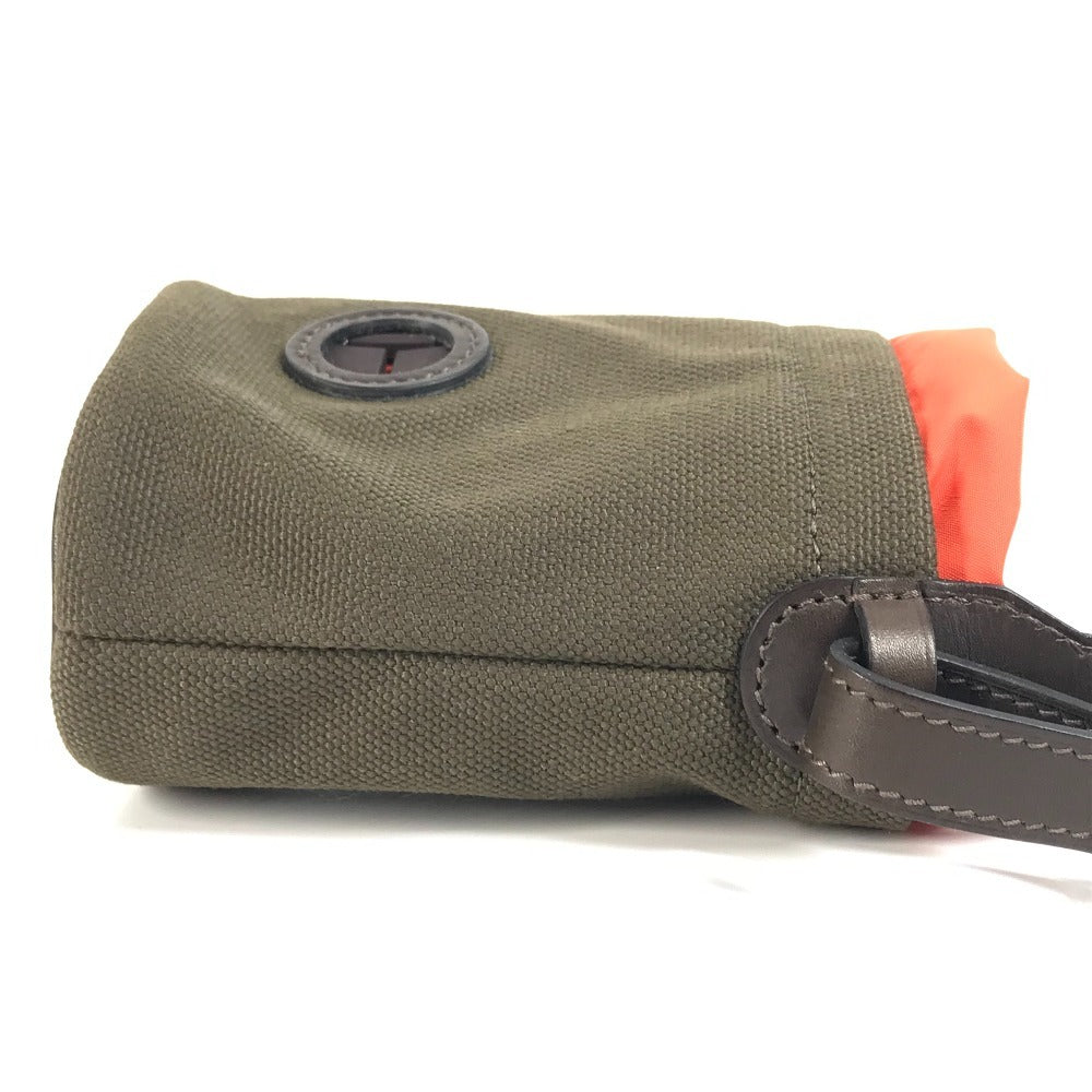 HERMES Pouch Leather / coated canvas khaki Dog Treat Pouch