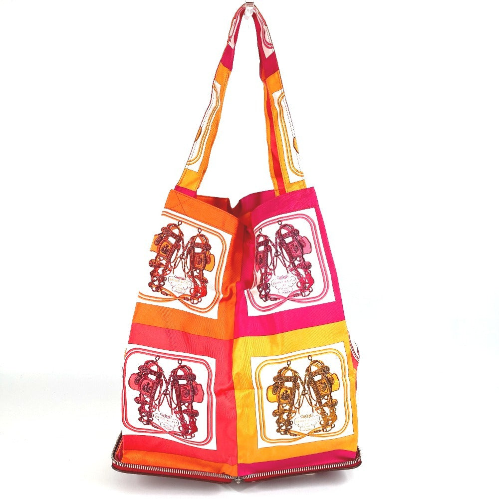 HERMES Shoulder Bag leather Red Bags Eco Bags Folding Silky pop