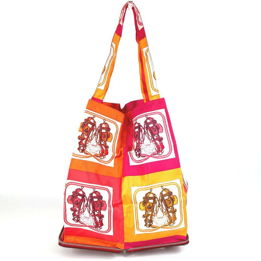 HERMES Shoulder Bag leather Red Bags Eco Bags Folding Silky pop
