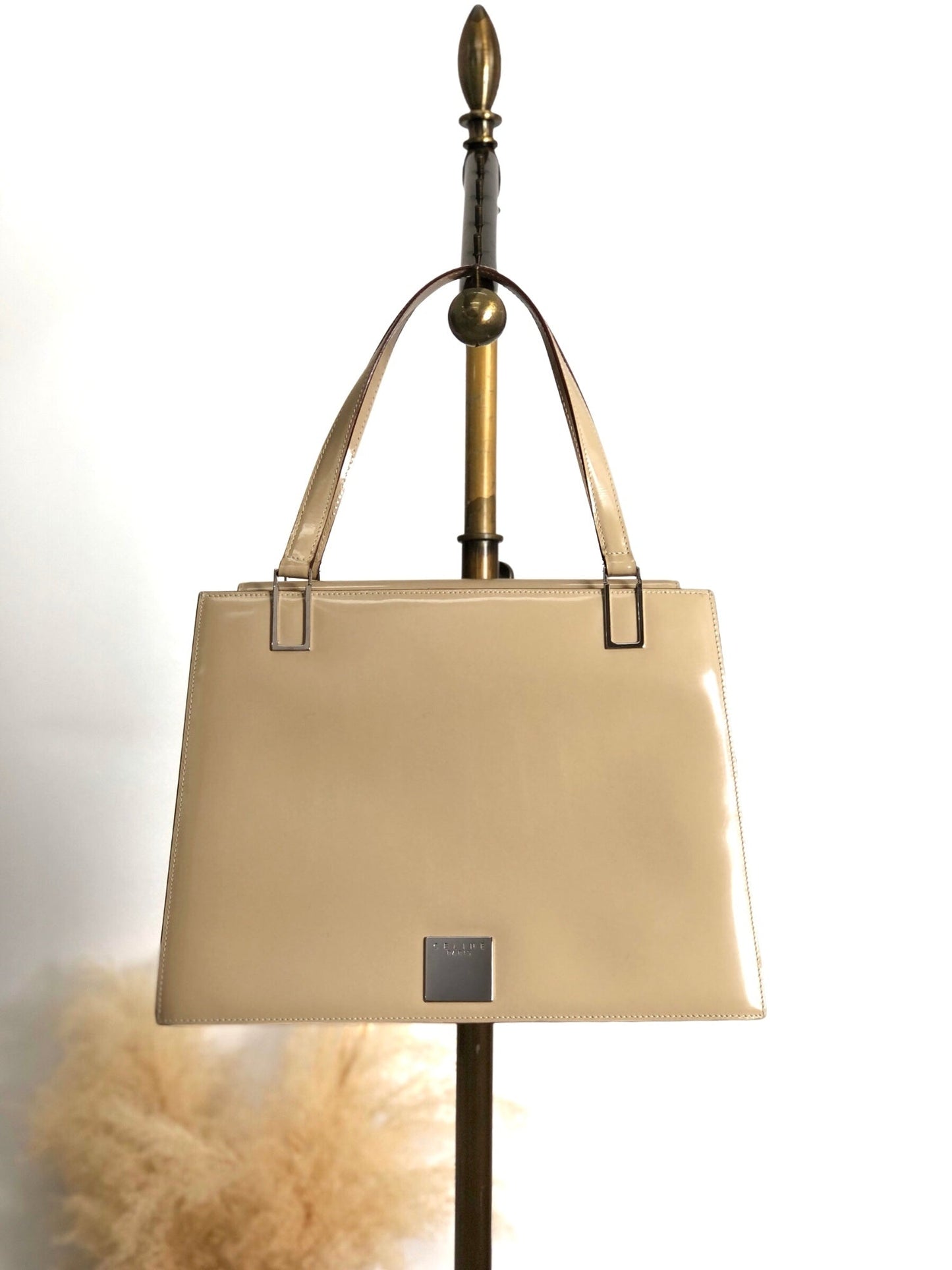 CELINE Logo Two-way Handbag Shoulder bag Beige