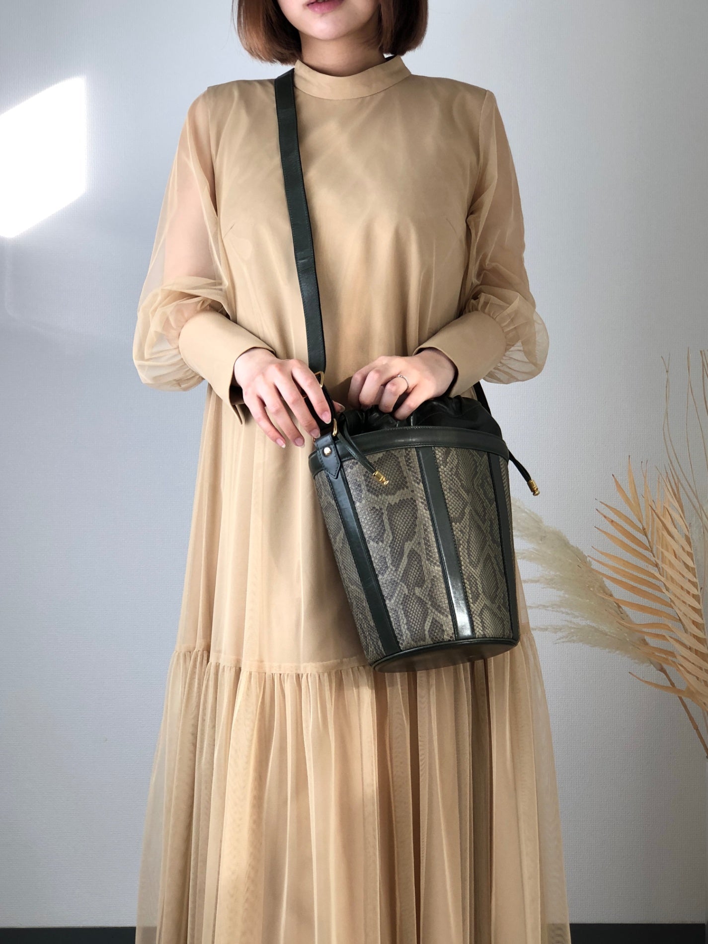 CELINE Bucket Leather Shoulder bag Brown