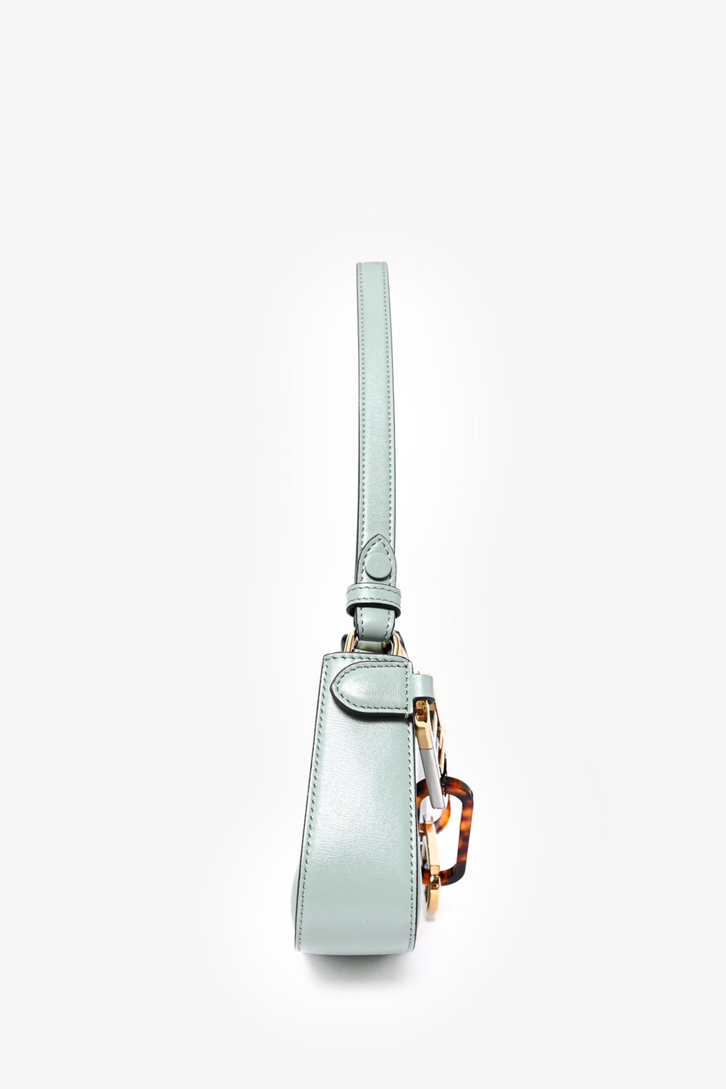 Fendi Mint Green Leather 'O'Lock Swing' Shoulder Bag