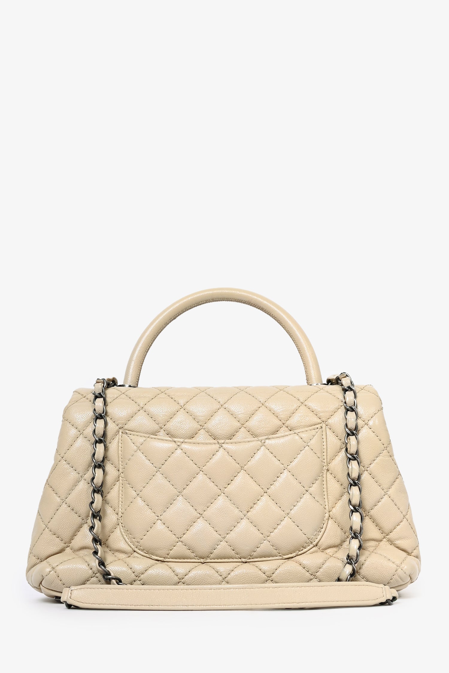 Chanel™ 2016 Cream Leather Small Coco Top Handle Handbag