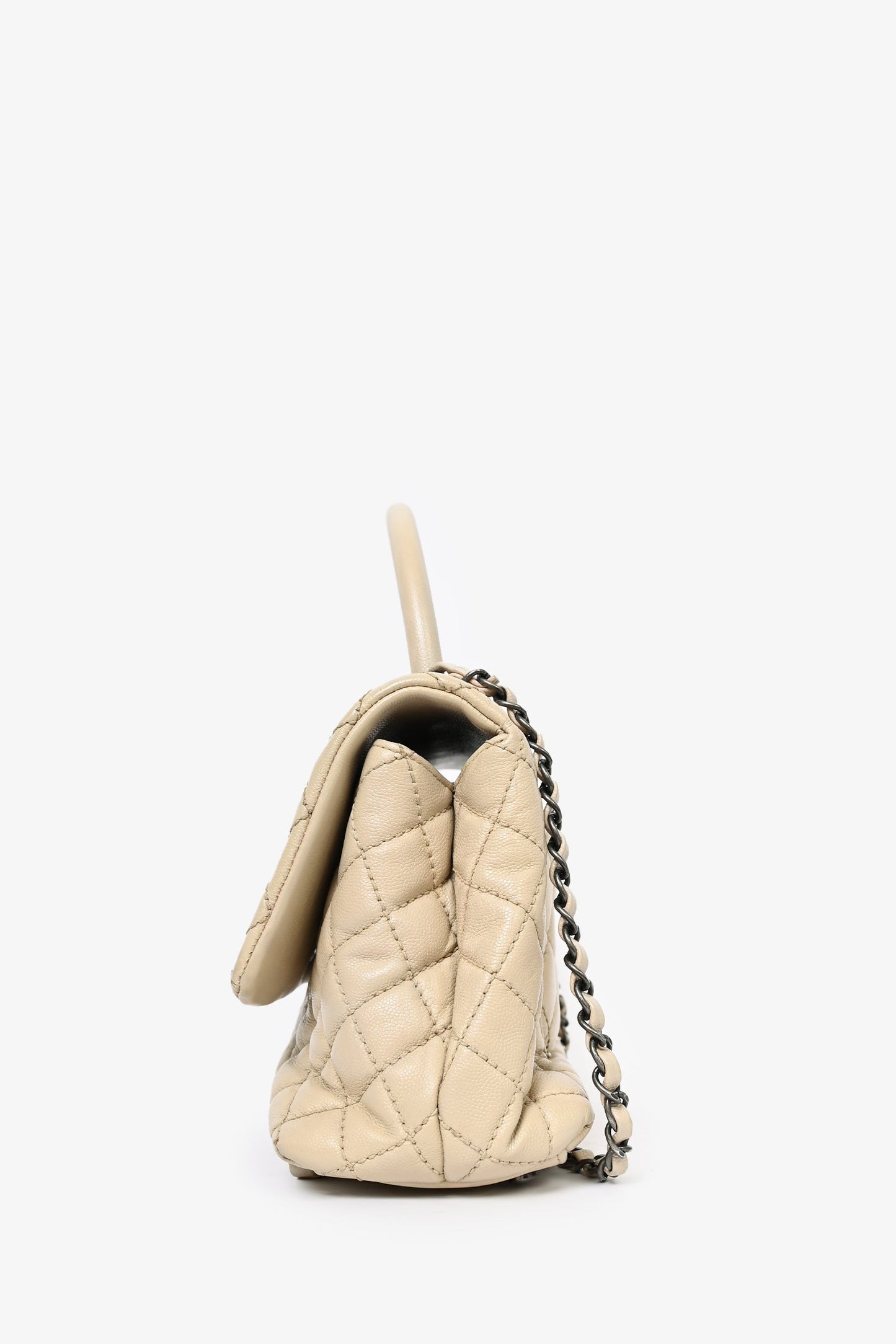Chanel™ 2016 Cream Leather Small Coco Top Handle Handbag