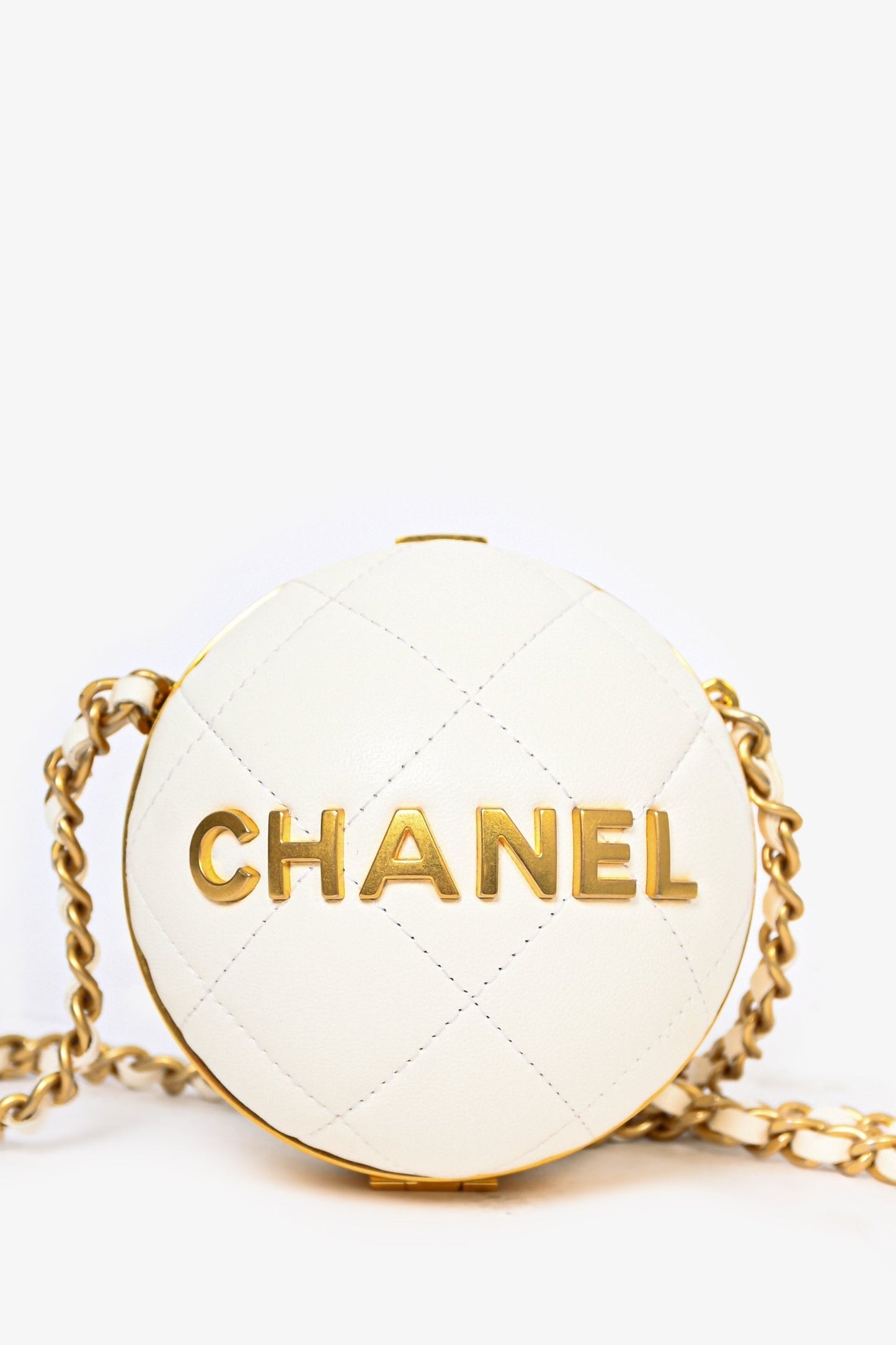 Chanel™ White Lambskin Leather -Le19M Coco Sphere Minaudiere Bag